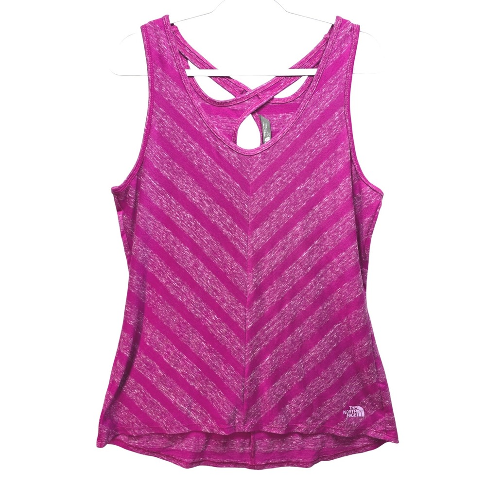 The North Face Womens Magenta Pink Space Dye Strappy Keyhole Active Tank Top L